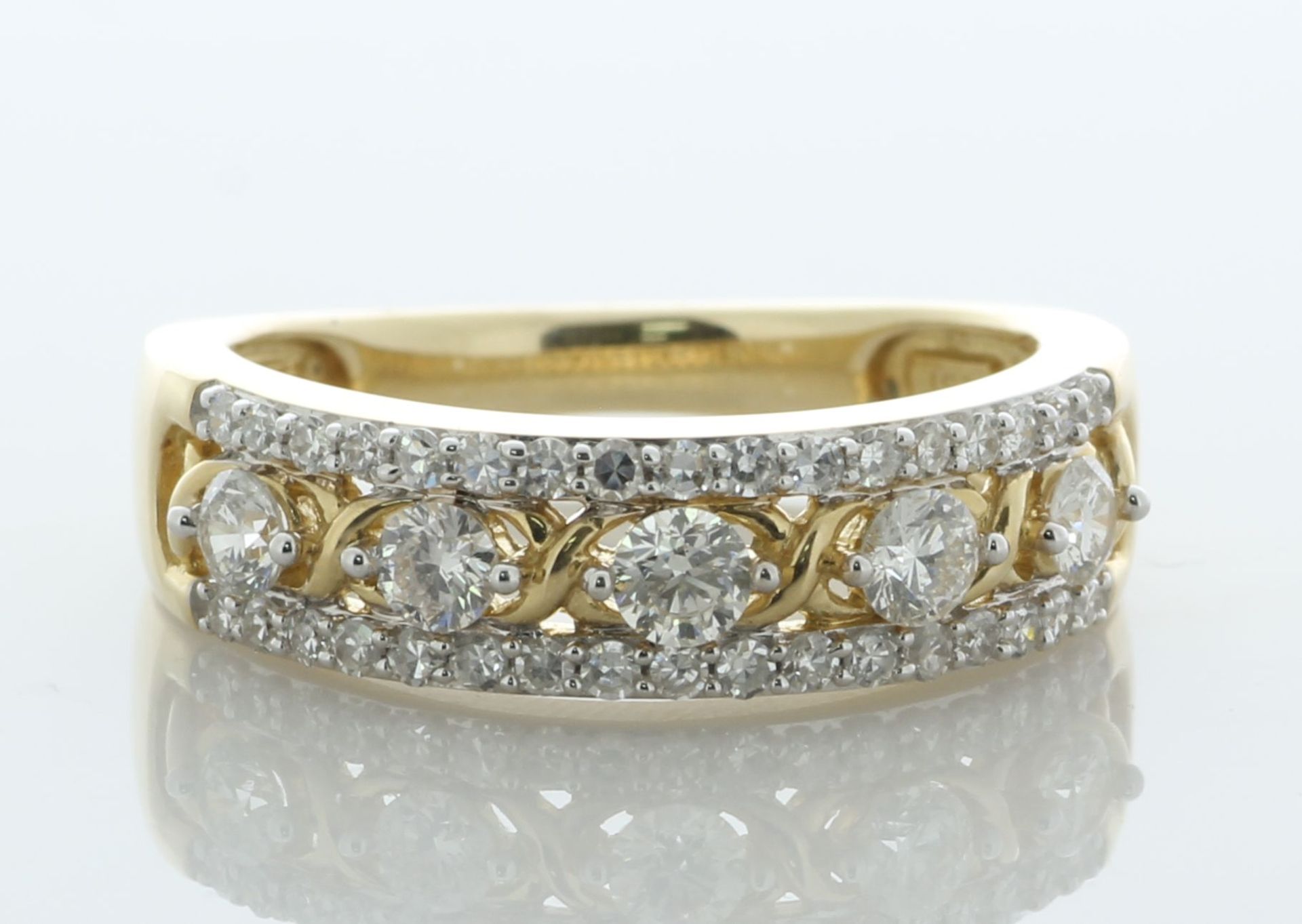 14ct Yellow Gold Half Eternity Diamond Ring 0.74 Carats - Valued By AGI £4,265.00 - A delightful - Image 3 of 6