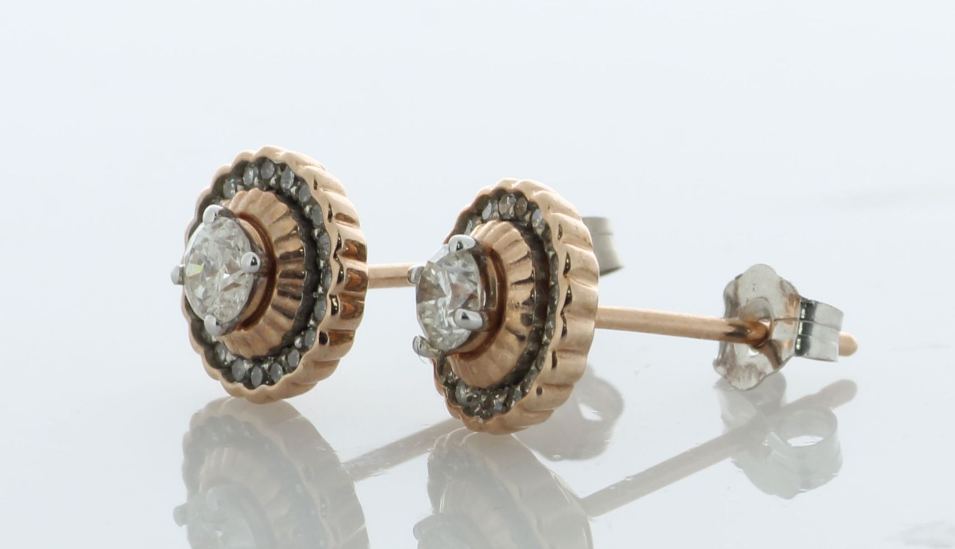 10ct Gold Rose Gold Diamond Halo Earrings 0.30 Carats - Valued By AGI £2,995.00 - These 'umbrella' - Image 2 of 4