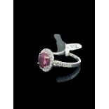 9 carat white gold diamond and ruby ring