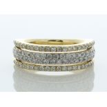 14ct Gold Ladies Three Row Half Eternity Diamond Ring 1.08 Carats - Valued By AGI £5,125.00 - A