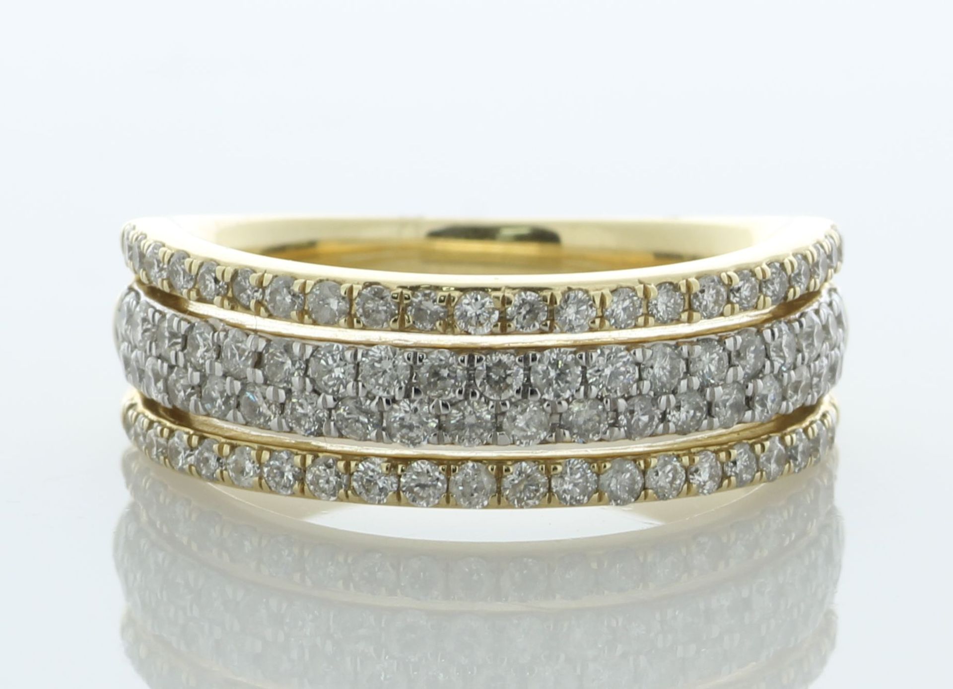 14ct Gold Ladies Three Row Half Eternity Diamond Ring 1.08 Carats - Valued By AGI £5,125.00 - A