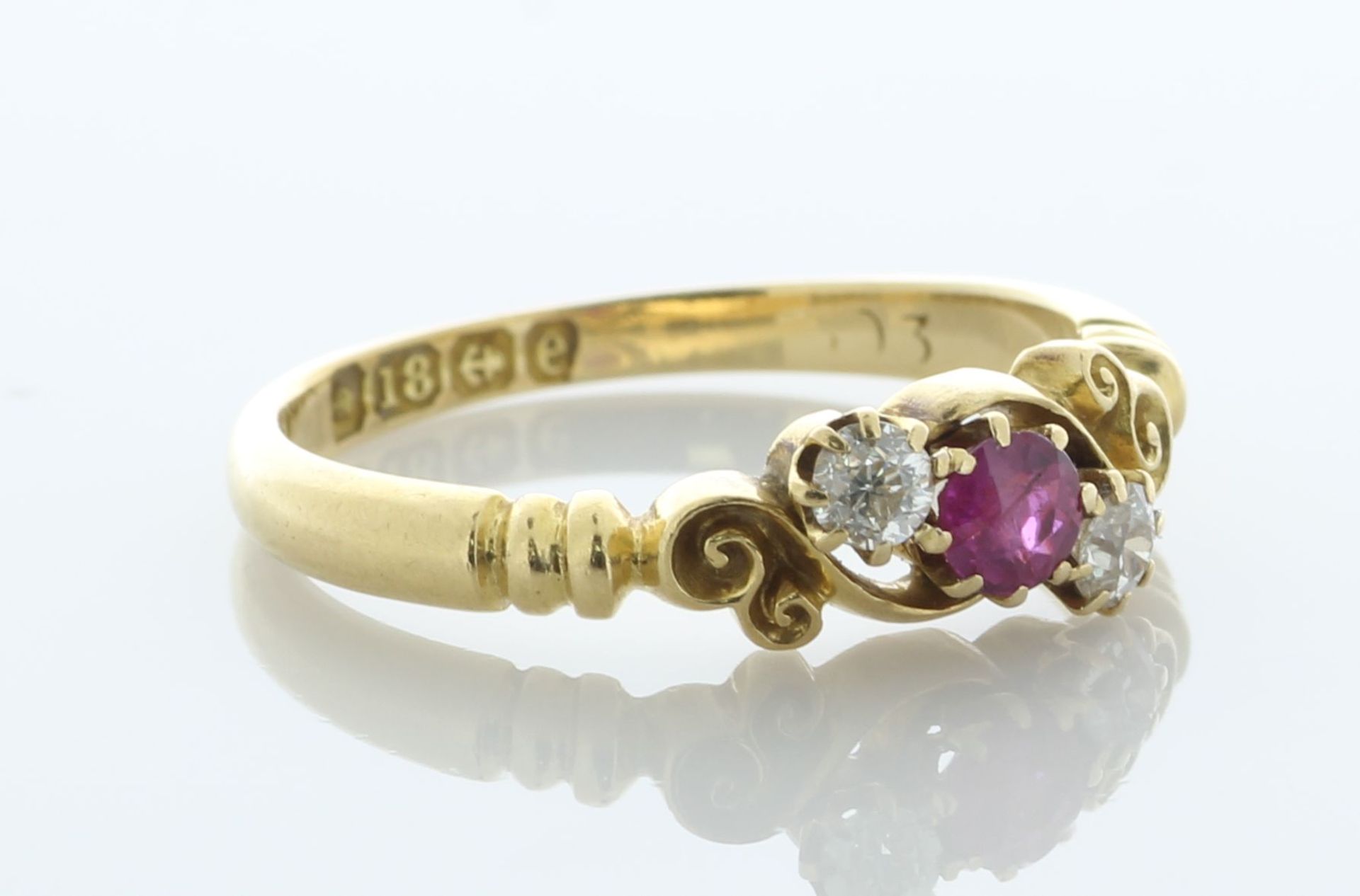 18ct Yellow Gold Diamond And Ruby Ring (R0.17) 0.16 Carats - Valued By AGI £3,250.00 - One round - Image 2 of 5