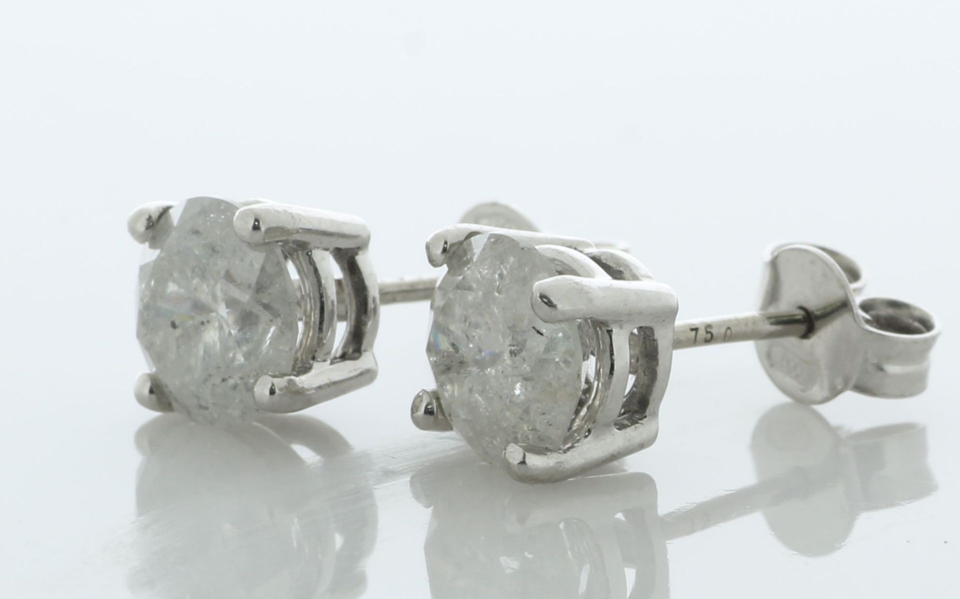 18ct White Gold Solitaire Diamond Earrings 3.06 Carats - Valued By AGI £14,950.00 - Two natural - Image 2 of 4
