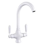 RRP £42.22 Funime Traditional Kitchen Sink Mixer Taps White Elegant