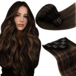 RRP £59.25 LaaVoo Clip in Hair Extensions Real Human Hair 7pcs