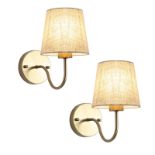 RRP £58.12 MRHYSWD Set of 2 Gold Wall Lights for Living Room Bedrooms