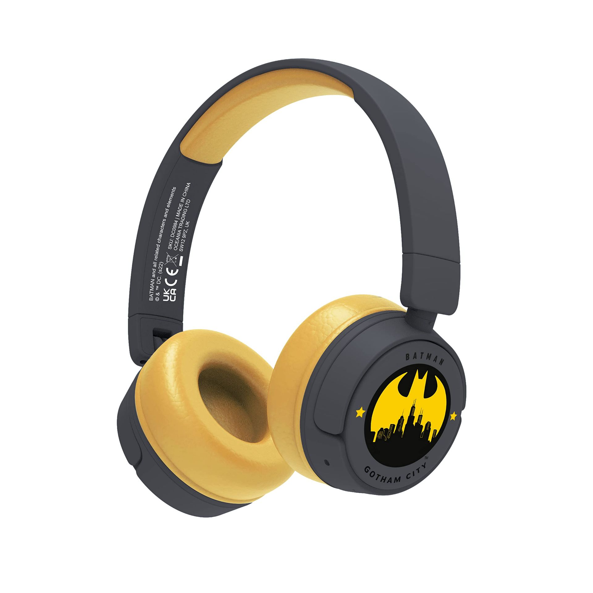 RRP £11.95 OTL Technologies DC0984 Batman Gotham City Kids Wireless Headphones - Grey