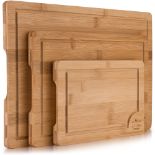 RRP £25.10 Zulay Kitchen 3-Piece Bamboo Cutting Board with Juice Groove