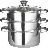 RRP £23.96 Euro Steamer with Glass LID with CAPSULATED Bottom 22CM 3 PCS