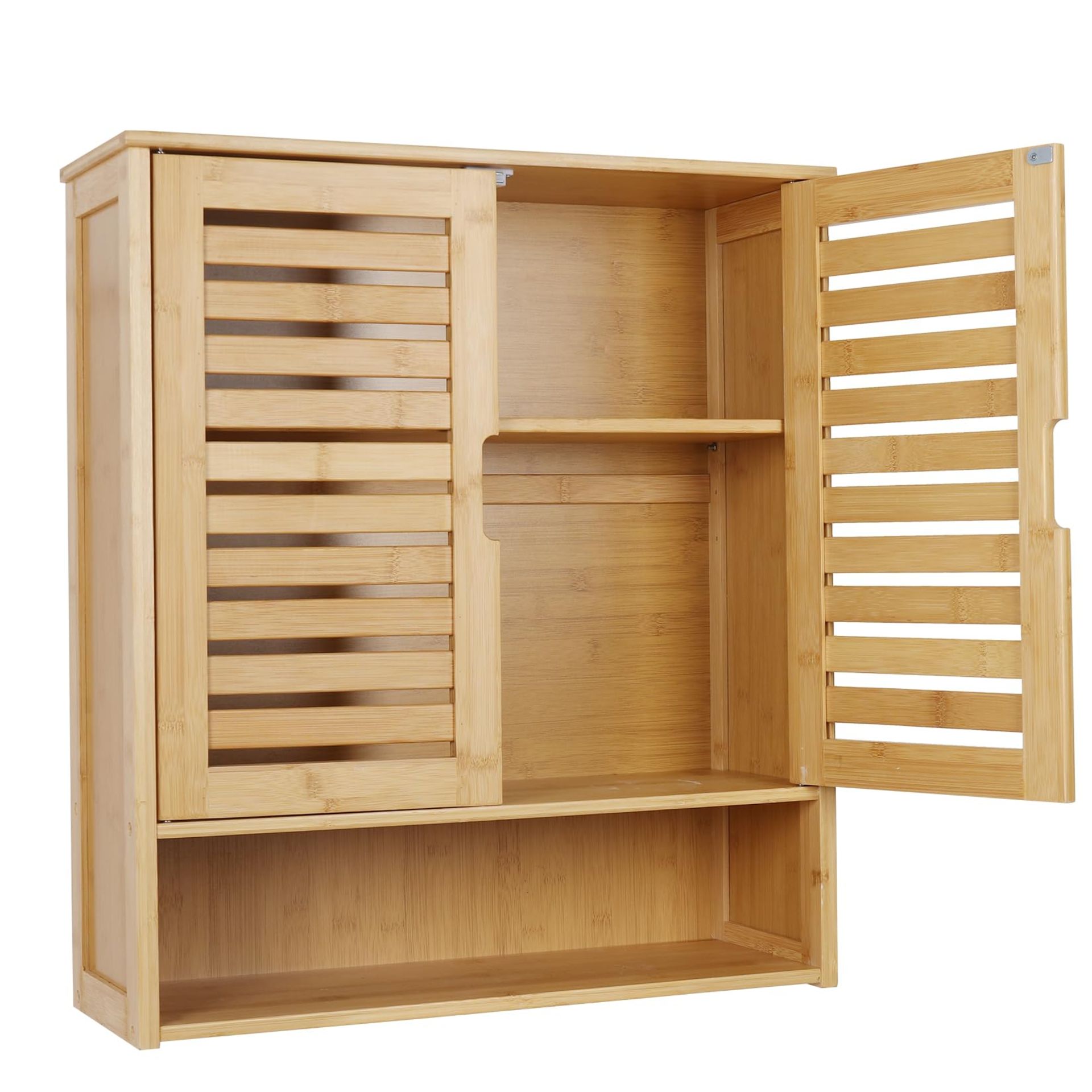 RRP £74.58 unho Bathroom Wall Cabinet Storage: Bamboo Medicine