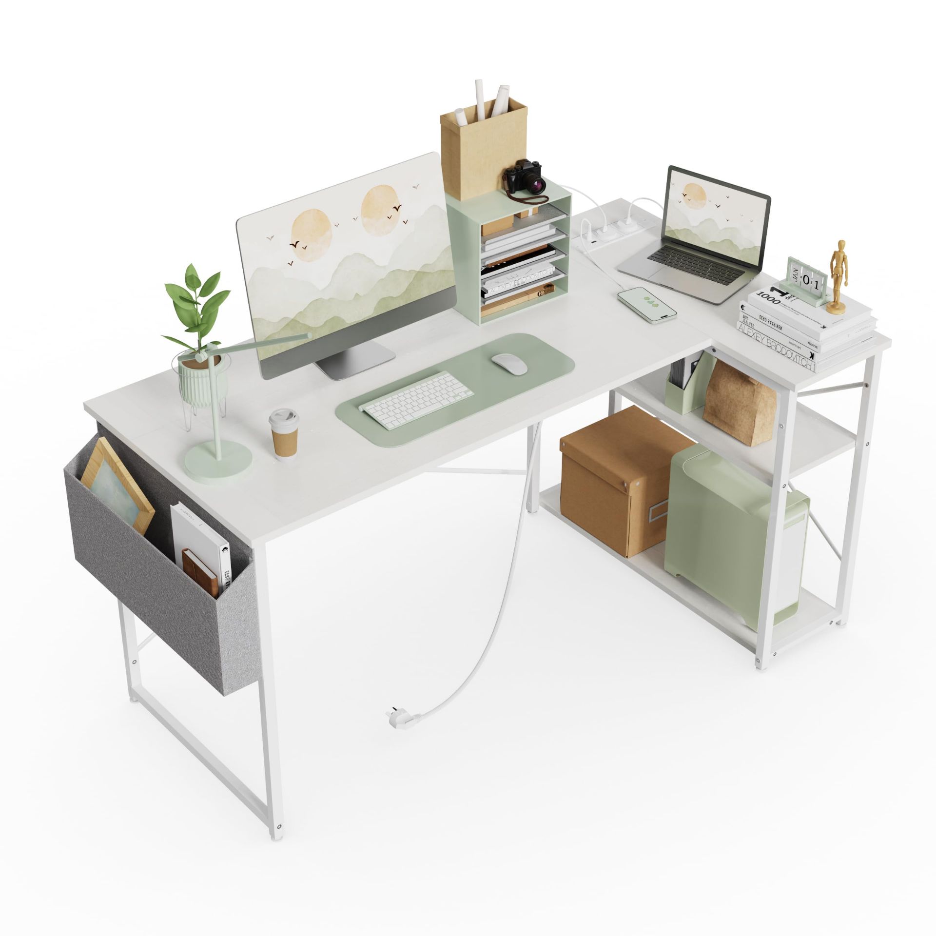 RRP £91.32 BEXEVUE Small L Shaped Desk with Power Outlets