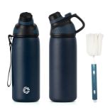 RRP £19.40 Fjbottle Stainless Steel Water Bottle 600ml/800ml/1L/1.5L with Magnetic Lid
