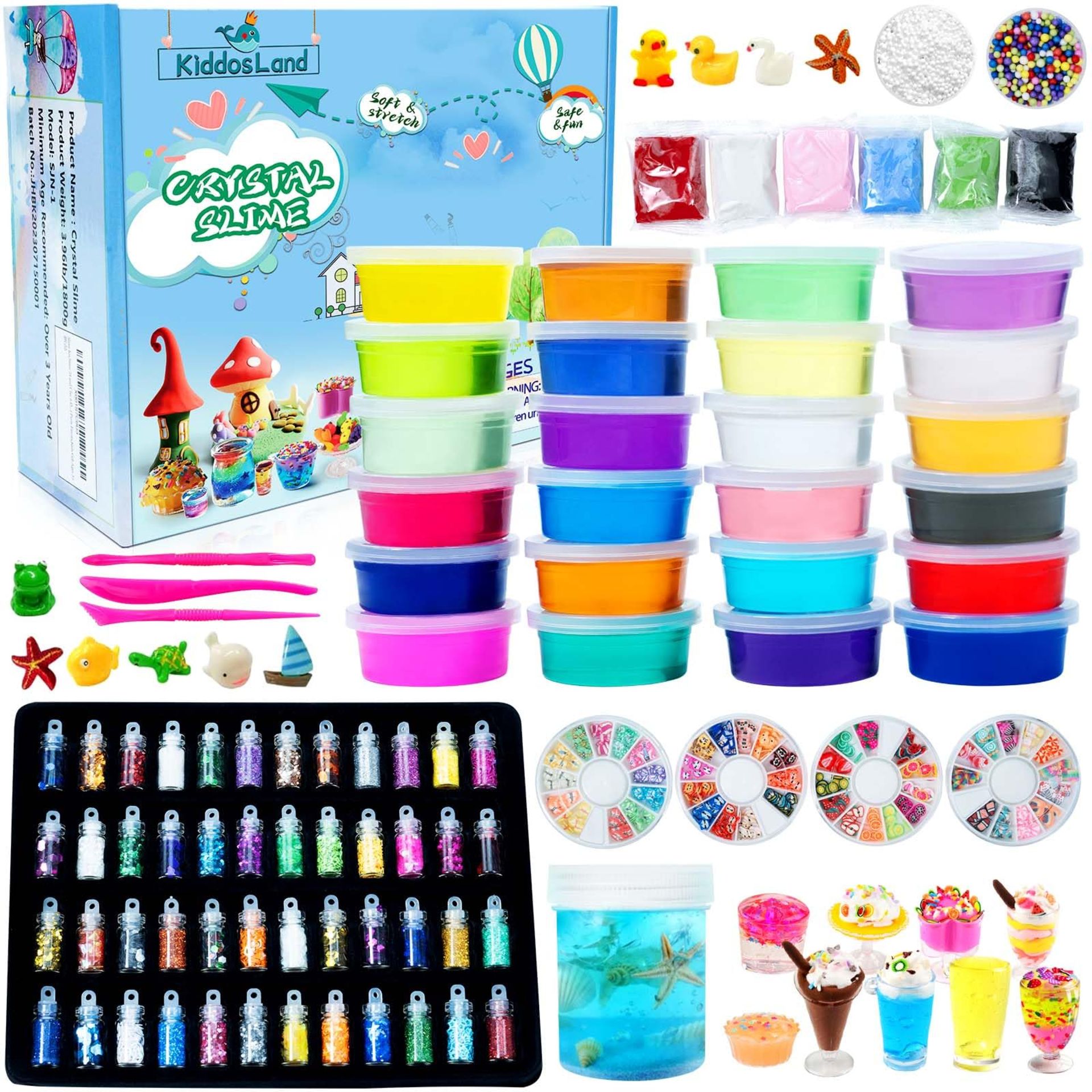 RRP £28.52 DIY Fluffy Slime Kit for Kids-24 Colors Crystal Slime Set