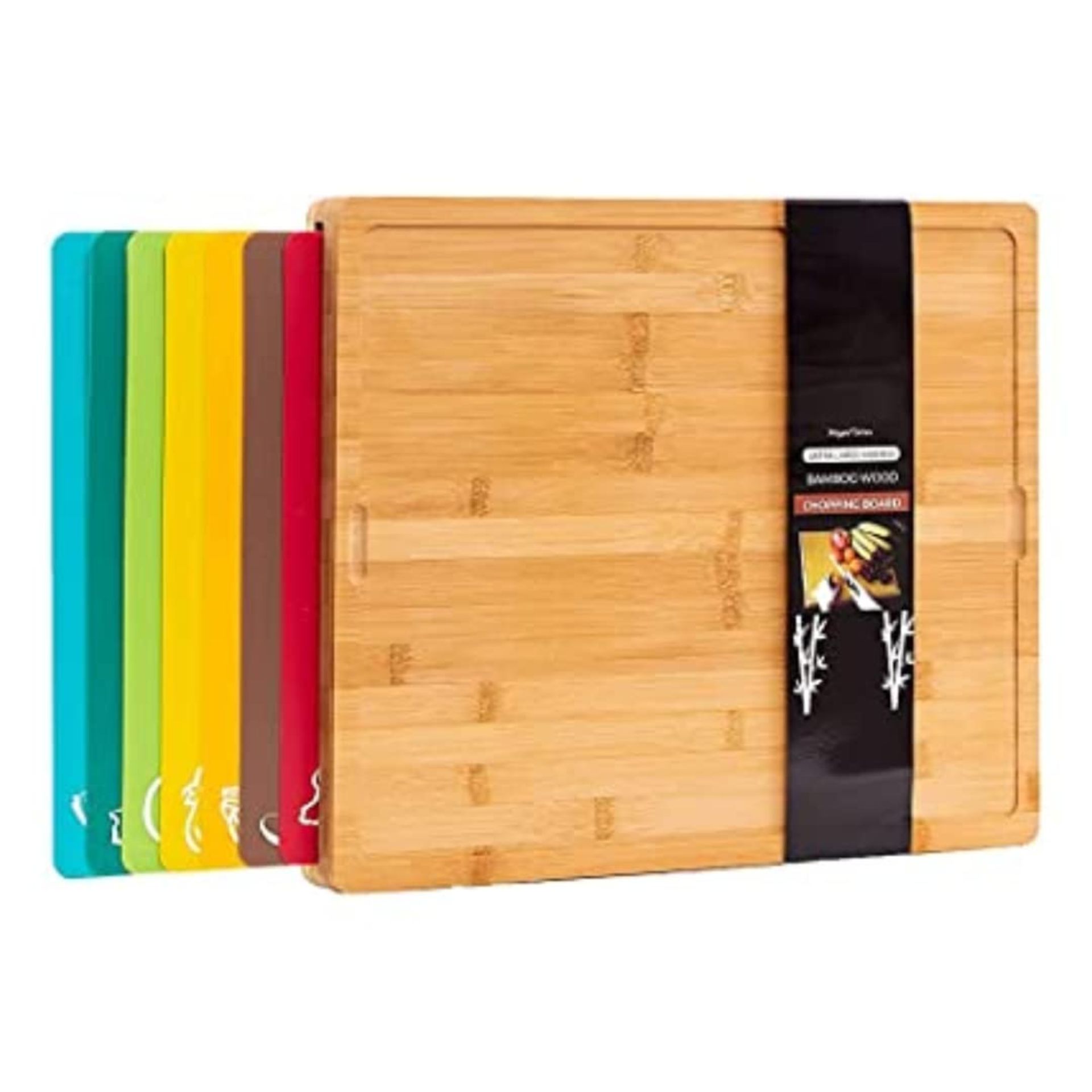 RRP £23.39 Winged Sirius 8 in 1 Extra Large Bamboo Wooden Chopping