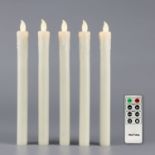 RRP £17.81 Rhytsing Set of 5 Ivory Battery Operated Taper Candles with Remote