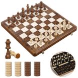 RRP £41.09 Paome Chess set and Checkers 2 IN 1
