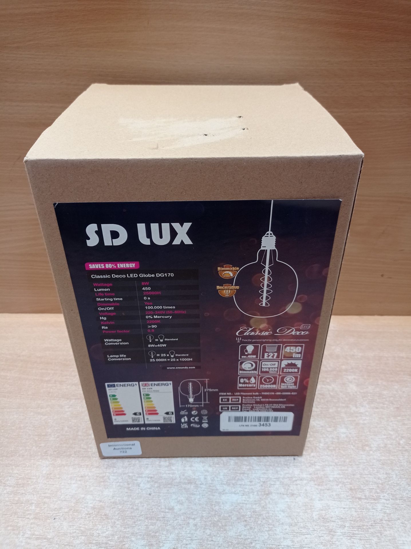 RRP £40.33 SD LUX E27 Vintage Light Bulbs LED Globe 8W Sprial - Image 2 of 2