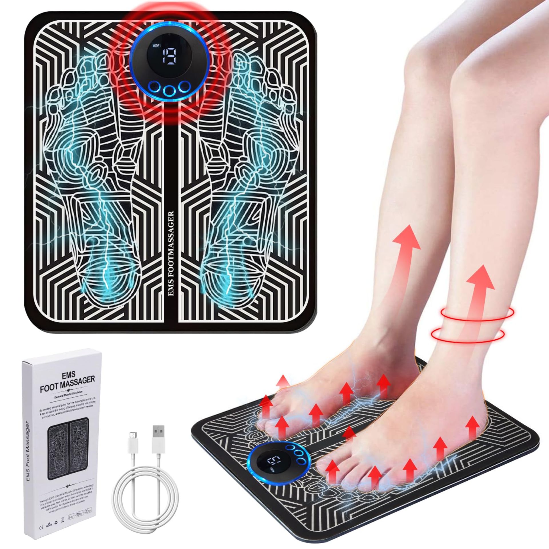 RRP £18.28 EMS Foot Massager for Pain and Circulation 8 Modes