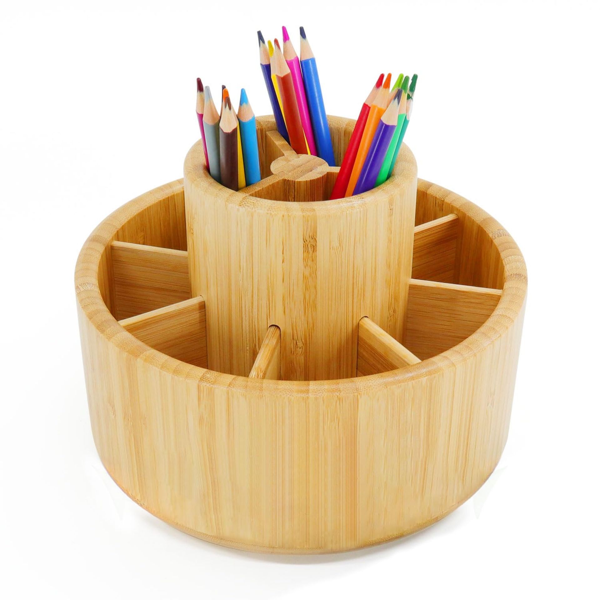 RRP £32.66 Utoplike Bamboo Rotating Pencil Holder