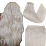 RRP £50.24 Easyouth Blonde Weft Hair Extensions Real Hair White