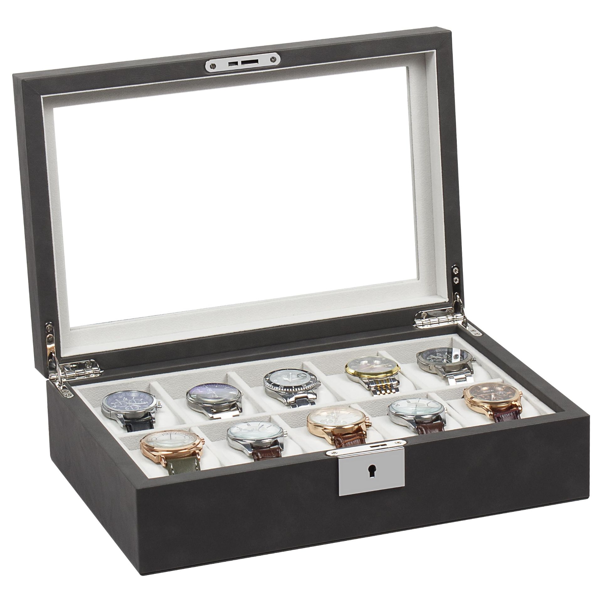 RRP £37.63 KILHS Watch Box 10 Compartments Storage Made of PU