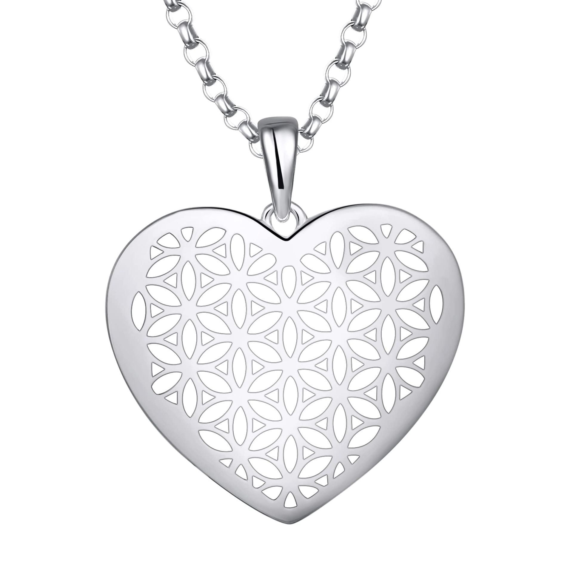 RRP £48.47 JO WISDOM Heart Flower of Life Necklace