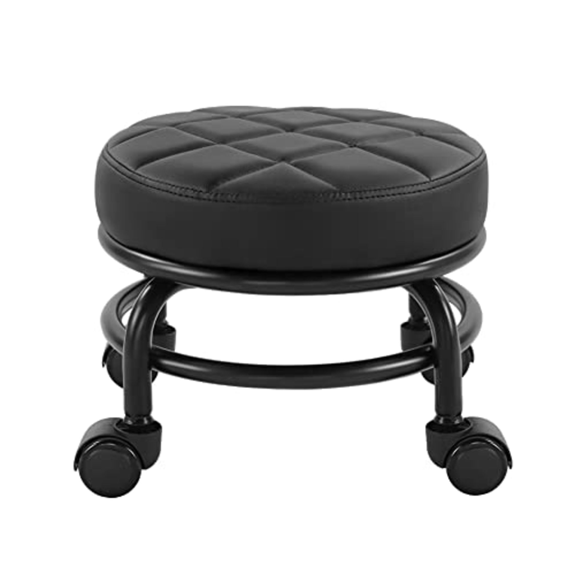 RRP £37.66 FURWOO Roller Seat PU Leather Low Round Rolling Stool