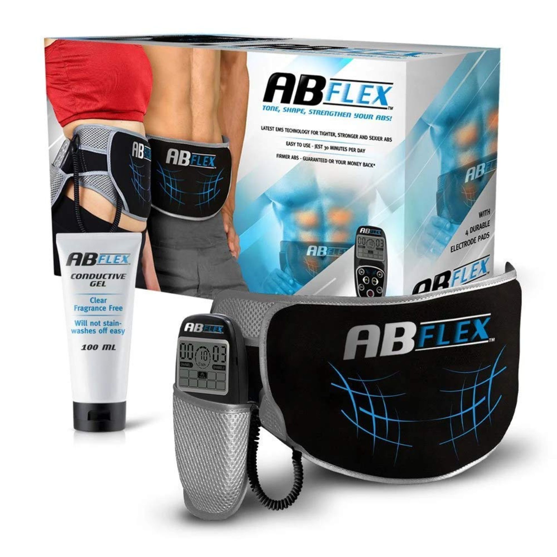 RRP £42.22 ABFLEX Ab Toning Belt and Ab Stimulator for Slender Toned Stomach Muscles