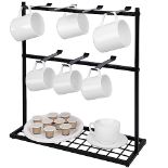 RRP £20.96 BELLE VOUS Coffee Mug Rack Holder with Storage Base