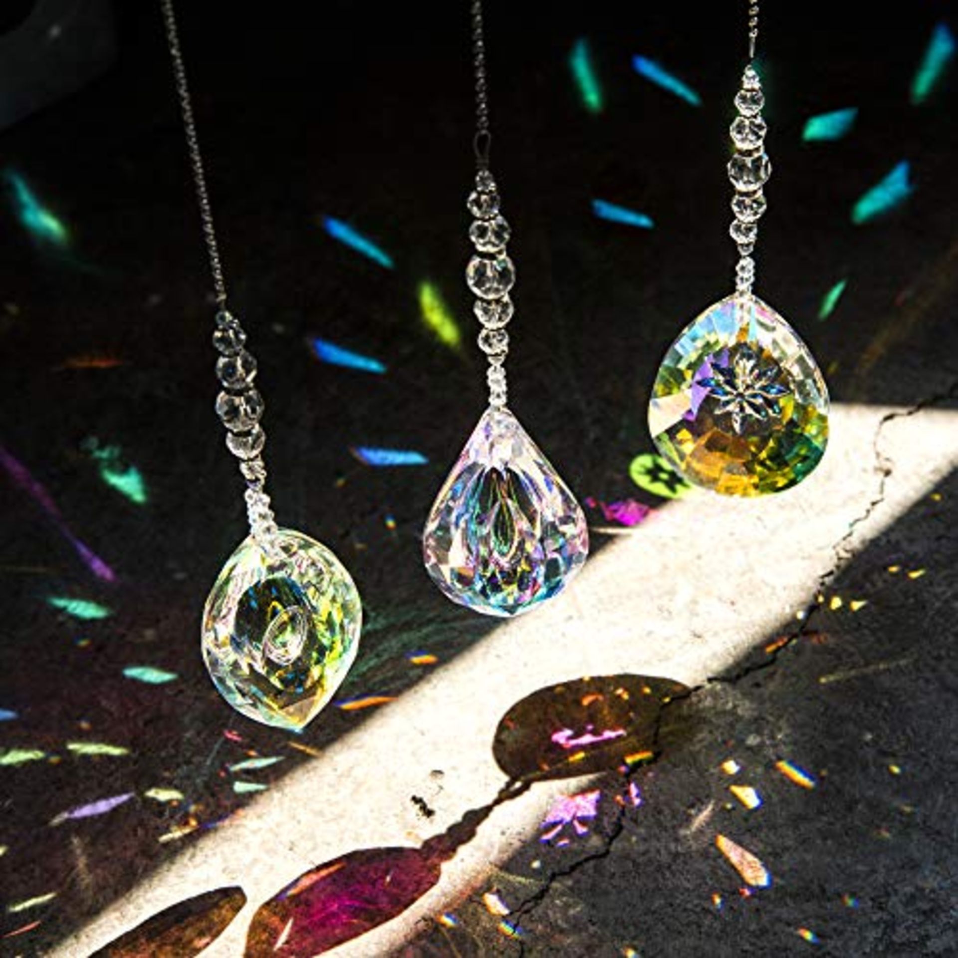 RRP £15.62 HDCRYSTALGIFTS 76mm Hanging Crystal Suncatchers Rainbow