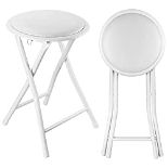 RRP £18.87 Nyxi Round Compact Folding Stool Chair for Home Office (1 X Stool, White)