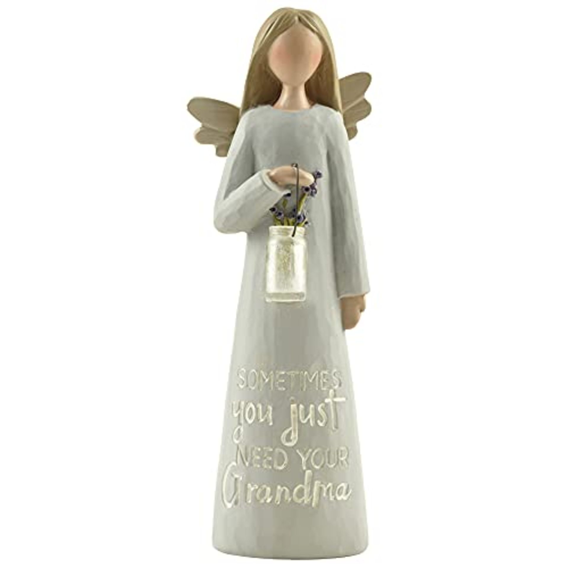 RRP £12.26 Feather & Grace Angel Holding Clear Vase