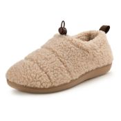 RRP £29.67 RockDove Women's Camper Moc Slipper with Sherpa Fleece, Size 6 UK Women, Beige