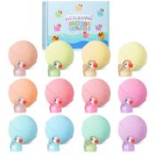 RRP £20.10 Blulu 12 Pcs Bath Bombs with Glow Resin Duck Bath Bombs