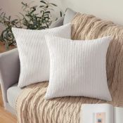 RRP £24.06 MIULEE Set of 2 Striped Corduroy Square Throw Pillow