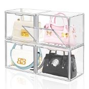 RRP £54.79 LINYAPRY 4 Packs Clear Plastic Handbag Storage Organizer for Closet