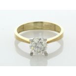 9ct Yellow Gold Single Stone Moissanite Ring - Valued By AGI £1,585.00 - One round brilliant cut