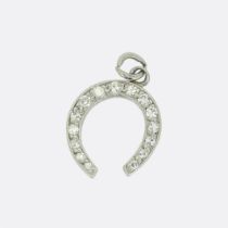 Art Deco Diamond Horseshoe Charm Pendant