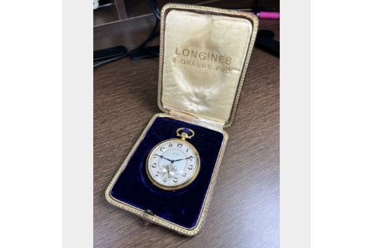 LONGINES 18K Yellow Gold Pocket Watch - Bild 2 aus 3