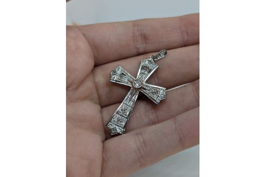 Art Deco Platinum Cross Diamond Pendant - Image 2 of 3