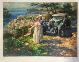 An Alan Fearnley print, depicting a Bentley