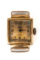 An 18k yellow gold Titus ladies wristwatch case, lacking strap, total gross weight approx 7.3g