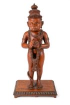 A vintage carved wooden figure of Hindu Deity Hanuman , overall height 37 cm. In good overall