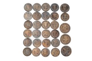 A collection of Maundy money, including 1884 and 1882 two-pence; together with 26 one-pence