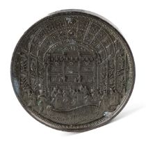 An antique bronzed Holborn restaurant token medallion, to Alan Hicks Nov. 9th 1895, made from