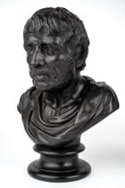 A 19th century Wedgwood black basalt bust of Seneca, marked to back and base, approx 26cm high In
