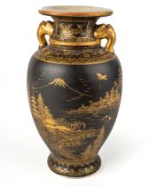 A Japanese Meiji period Satsuma pottery vase, Satsuma Mons to the base, approx 18.5cm high One