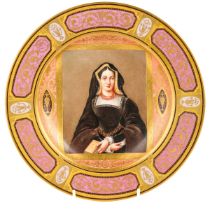 A 19th century Vienna porcelain cabinet plate, 'Catharine of Arragon', hand painted portrait of