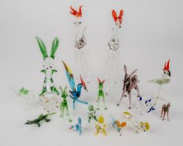 A collection of Murano and Carnival glass miniature animals, to include bunny, deer, birds, dogs etc