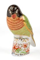 A Royal Crown Derby black faced love bird, limited edition of 2500. Signed with gold stopper Good